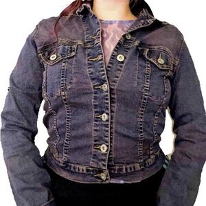 VINTAGE BUFFALO DAVID BITTON PURPLE DENIM JEAN JACKET BUTTON UP